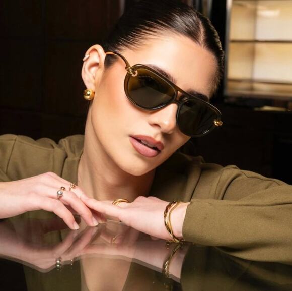 NEW Bottega Veneta BV1418S Gold Green Aviator Sunglasses $760